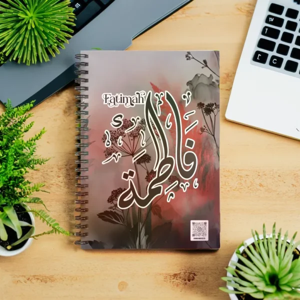 Personalized Fatimah Arabic Diwani Calligraphy Notebook - 200 Ruled Pages A5 Executive Journal by BinMahmood Pakistan