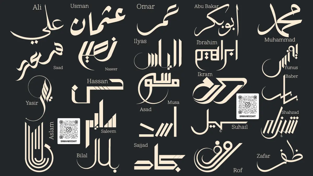male names - a crux of binmahmood's Arabic - Urdu - Persian Calligraphy Name Art