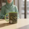 Personalized ceramic mug with Hareem name in Fusion Arabic calligraphy and modest fashion Hijab illustration