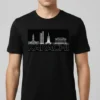 Minimalist Karachi skyline t-shirt by #binmahmood featuring Empress Market, Teen Talwar, and Harbour Front line art.